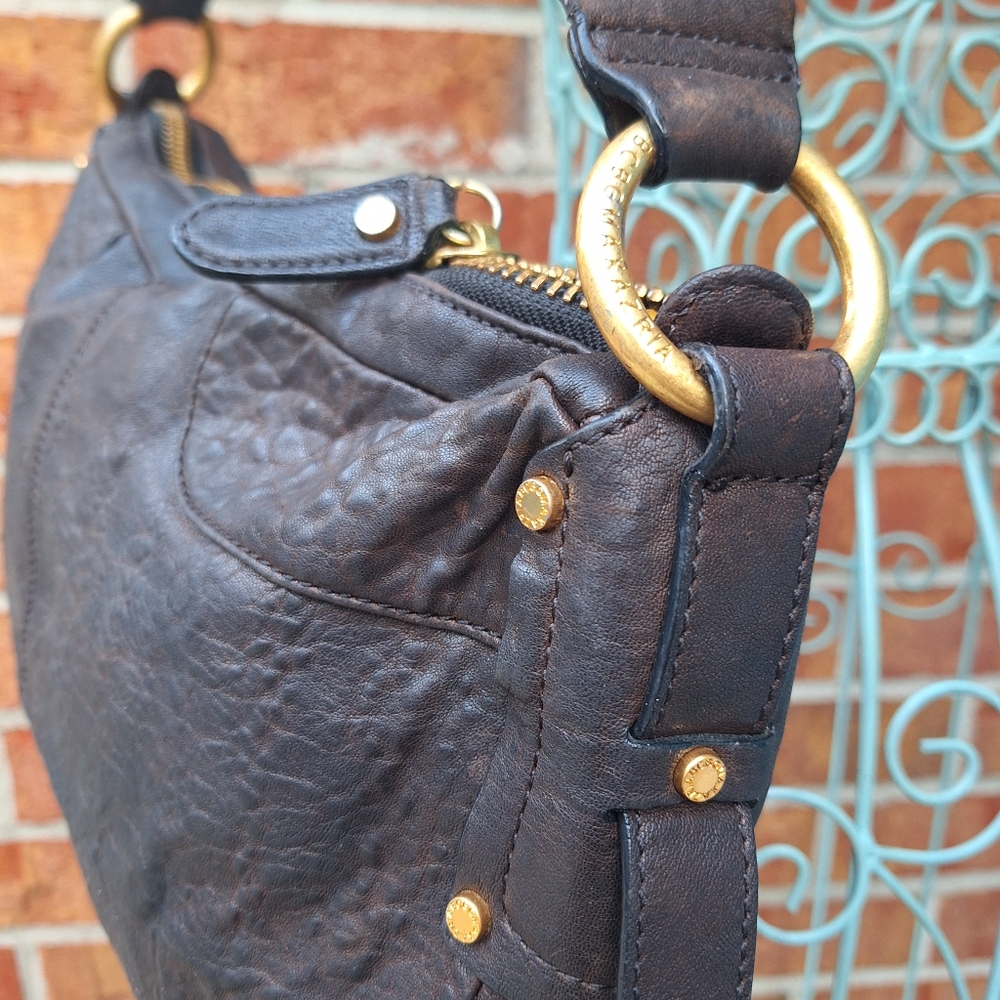 Genuine Leather Boho Purse Vintage Handbag Retro 90s Punk Grunge Bag Zipper Trim - Picture 8 of 17